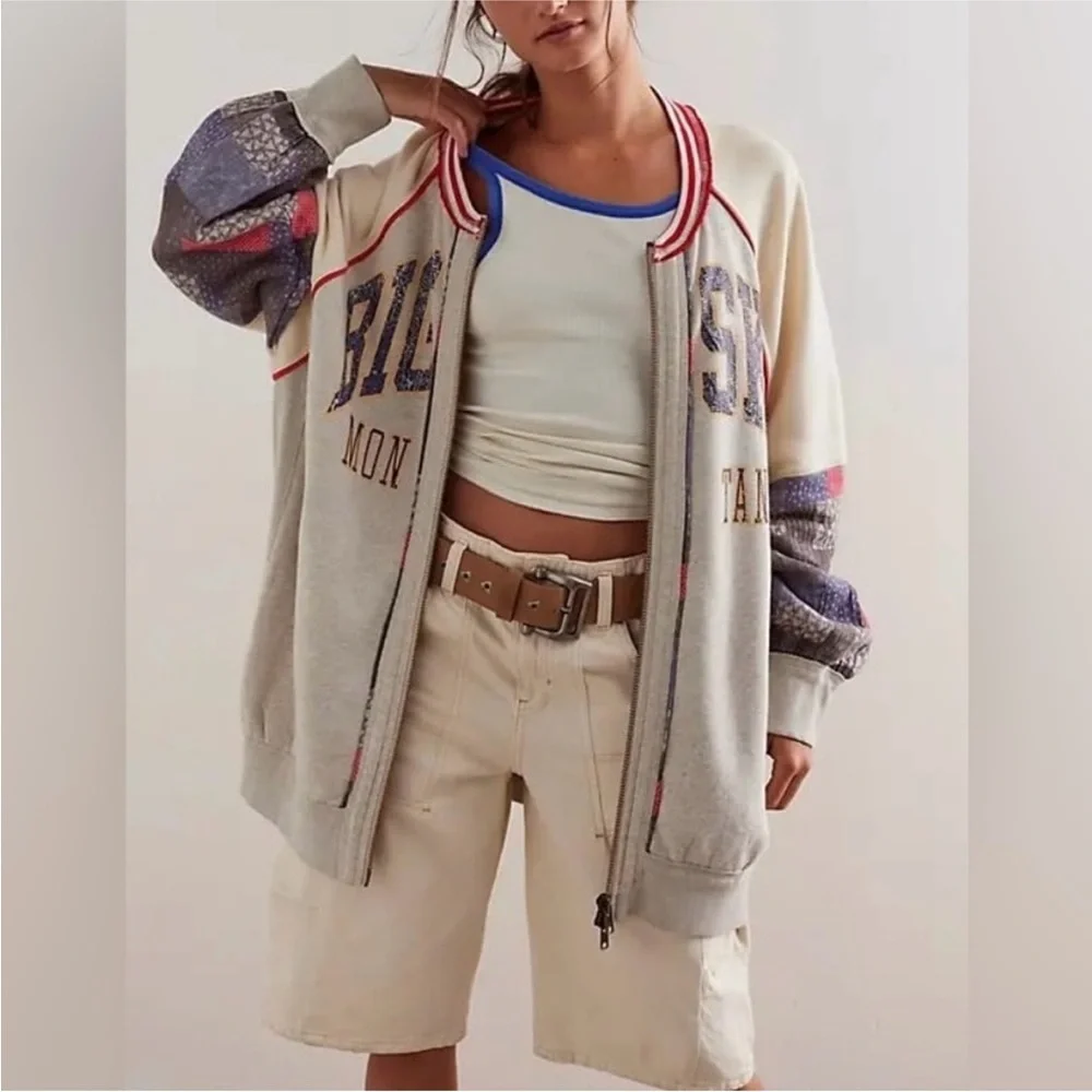 NWT Free People We The Free Stars + Stripes Bomber - Americana Combo - Small - Picture 2 of 8